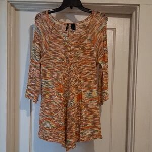 new directions Multicolor Knit Tunic in Orange and Cream